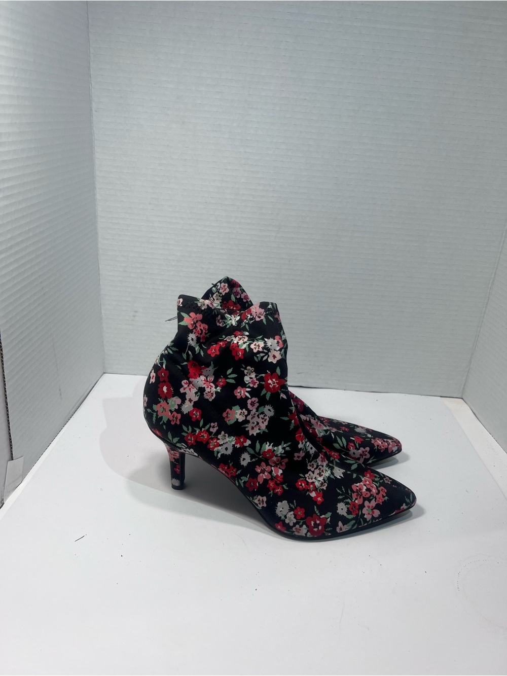 INC International Concepts Black Floral Pointed Ankle Booties